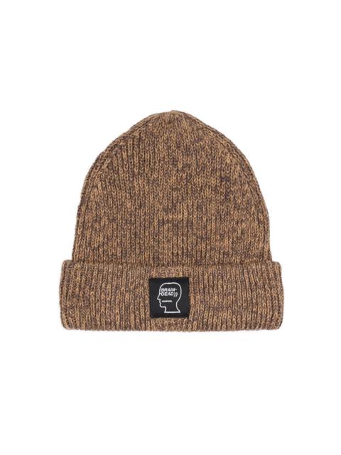 Marled Cotton Logohead Beanie - Brown