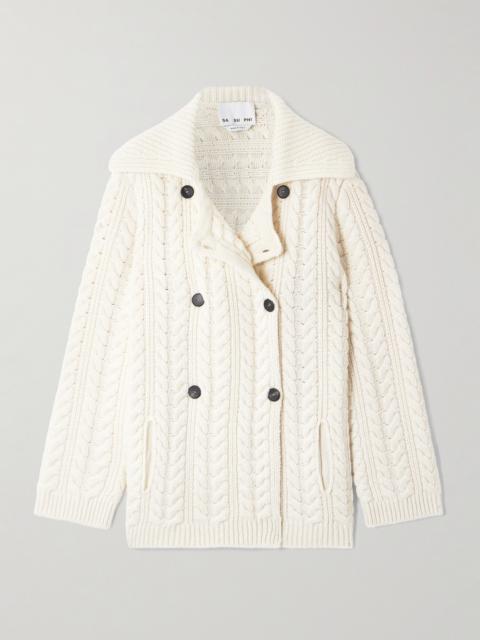 Double-breasted Cable-knit Merino Wool And Cashmere-blend Cardigan