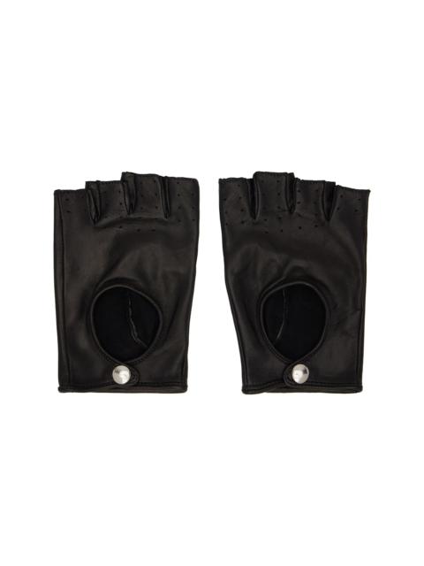 Black Open Finger Driving Gloves