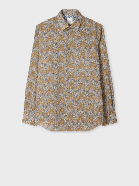 Tailored-Fit Yellow and Blue 'Liberty Floral' Print Shirt