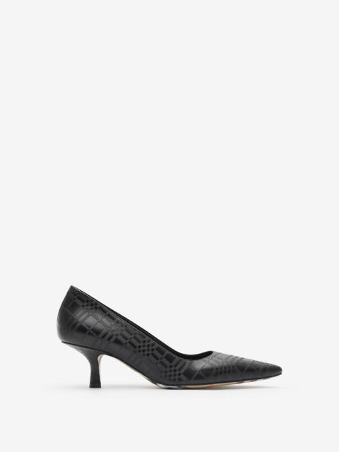 Check Leather Dame Low Pumps