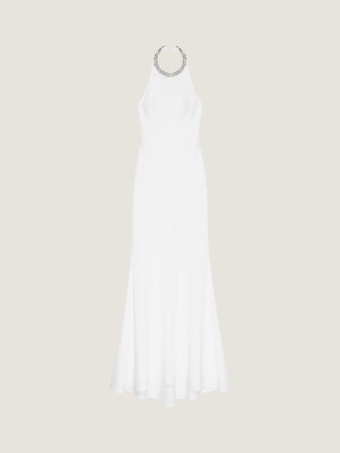 HALTER NECK EVENING DRESS WITH CRYSTALS