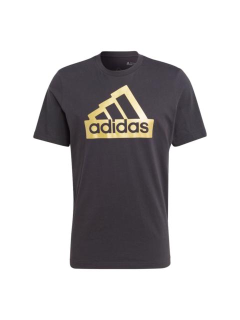 adidas Sportswear Future Icons Metallic T-shirt 'Black Gold' II3468