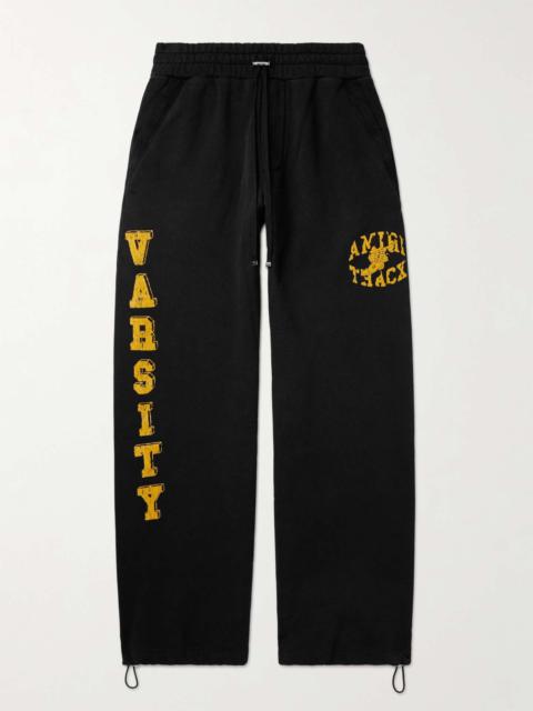 Wide-Leg Logo-Flocked Cotton-Jersey Sweatpants