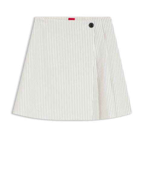 FAUX-WRAP MINI SKIRT WITH PINSTRIPE