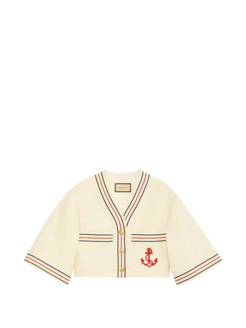 anchor-detail gauze shirt