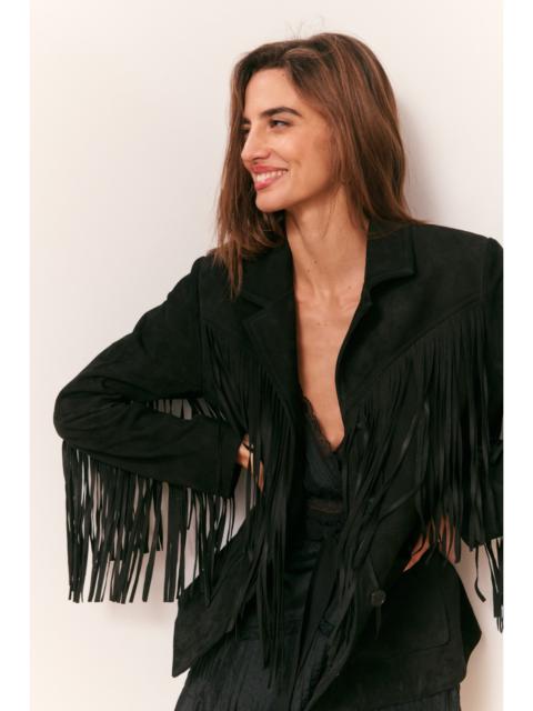 Geraline Black Suede Fringe Jacket