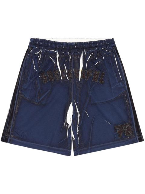 P-Rowy slogan-embroidered cotton shorts