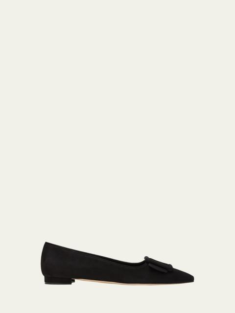 Maysale Suede Buckle Ballerina Flats