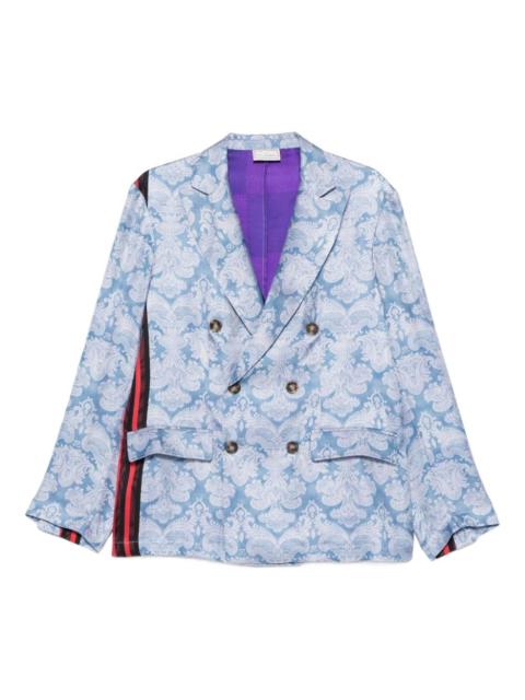 stripe-detail paisley-print jacket