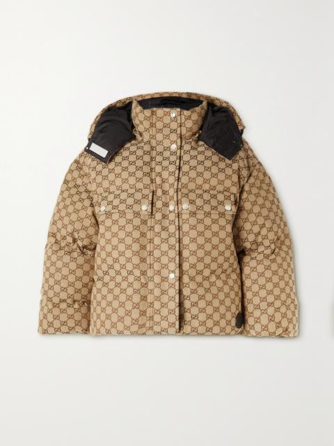Hooded Padded Cotton-blend Logo-jacquard Down Jacket