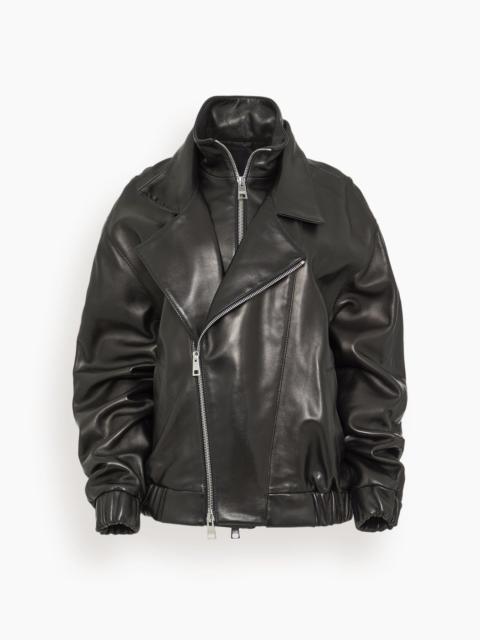 The Emmett Double Zip Leather Moto Jacket in Black