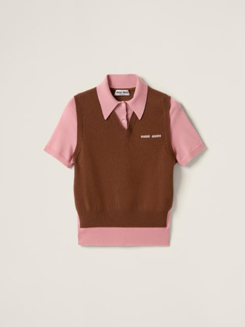 Cashmere and wool polo sweater