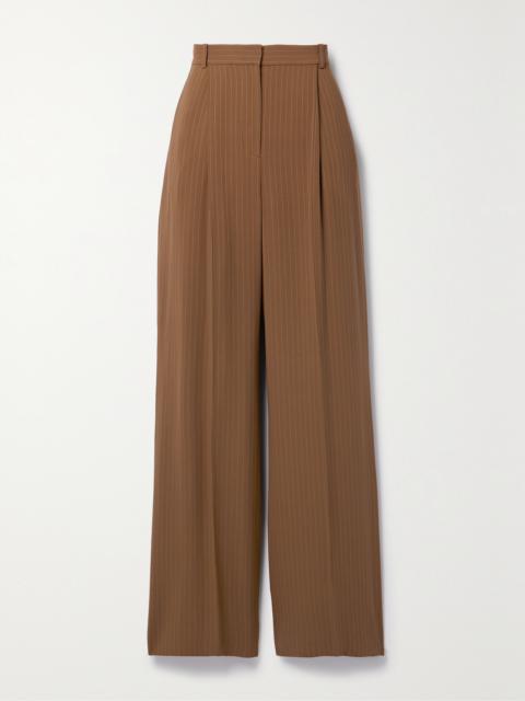 Jail Pleated Pinstriped Silk-blend Georgette Wide-leg Pants