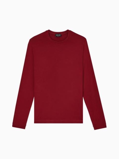 STRETCH VISCOSE JERSEY JUMPER WITH CREW NECK AND LONG SLEEVES