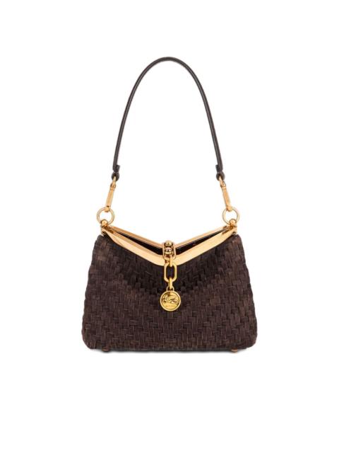 small woven-suede shoulder bag