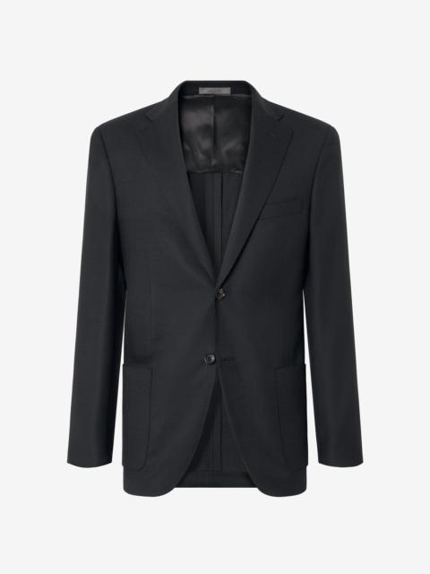 Black pure wool hopsack jacket