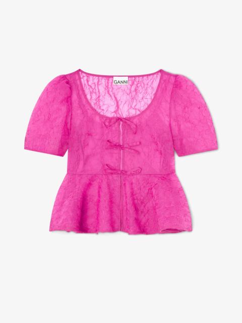 PEPLUM BLOUSE IN SHIBORI ORGANZA