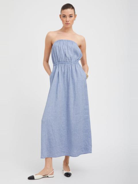 BLUE LINEN MARIE MAXI DRESS