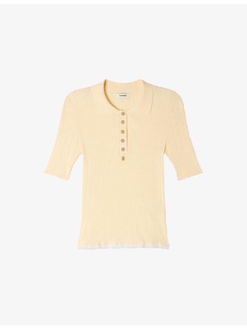 Collared Short-Sleeve Knitted Polo