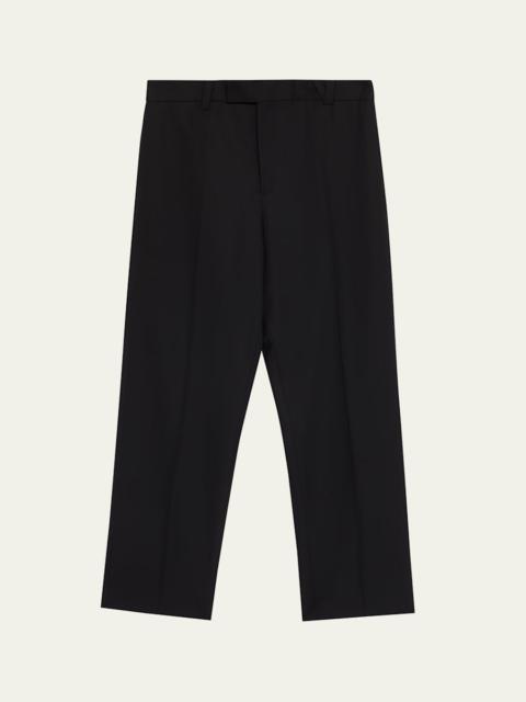 Men's Wool Straight Leg Flat-Front Trousers