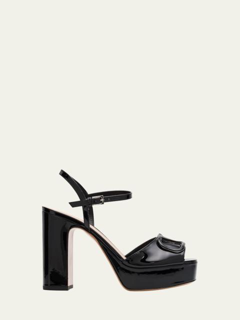 115mm VLogo Signature Patent Leather Platform Sandals