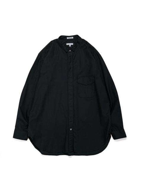 Wing Collar Shirt Black Cotton Diagonal Dobby Stripe