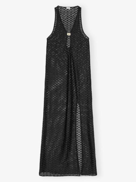 BLACK MESH LACE LONG DRESS