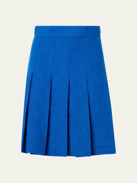 Pleated Linen Mini Skirt