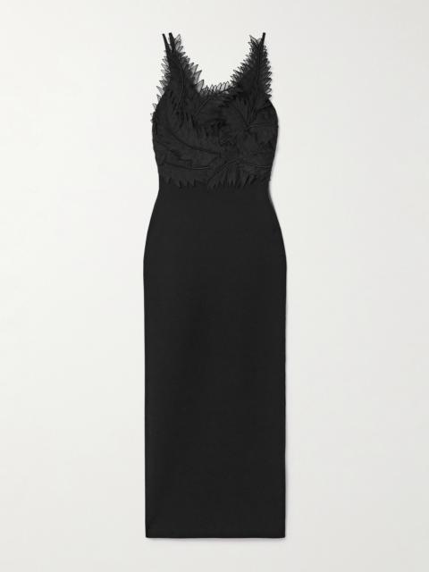Daisy Appliquéd Stretch-knit Maxi Dress