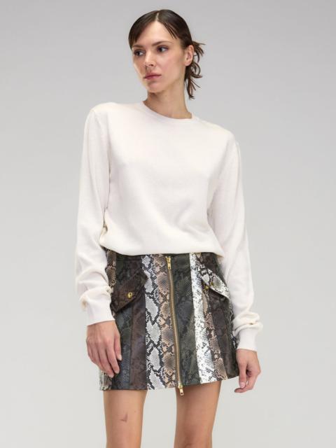Snake-Embossed Vegan Leather Skirt