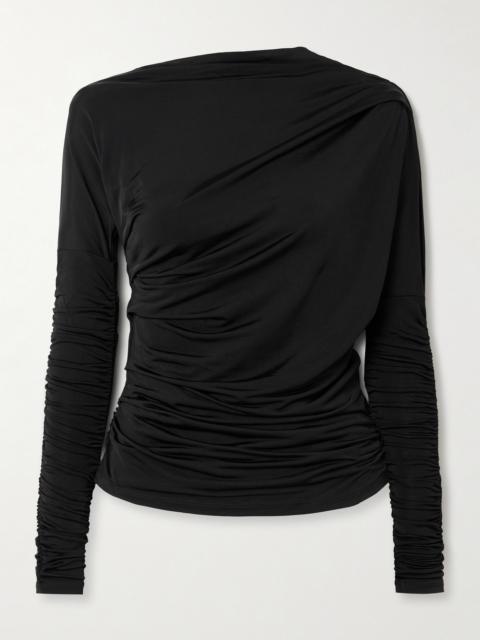 Asymmetric Draped Satin-jersey Top