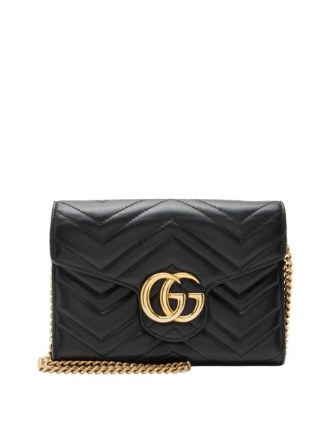 Gucci Black Leather GG Marmont Wallet on Chain (Authentic Pre-Loved)