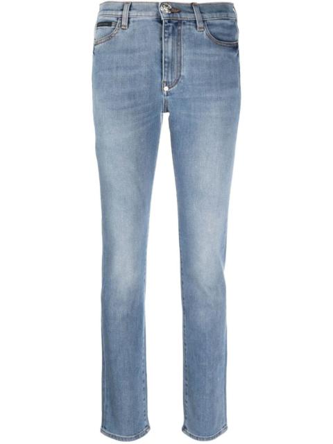 mid-rise slim-cut jeans