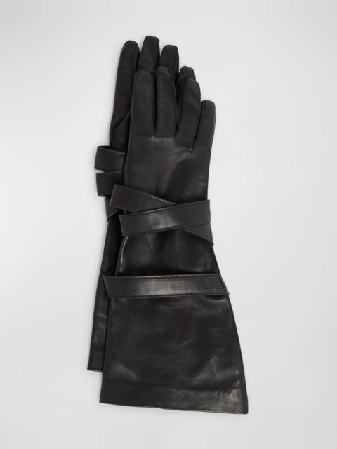 Aviator Strappy Leather Gloves