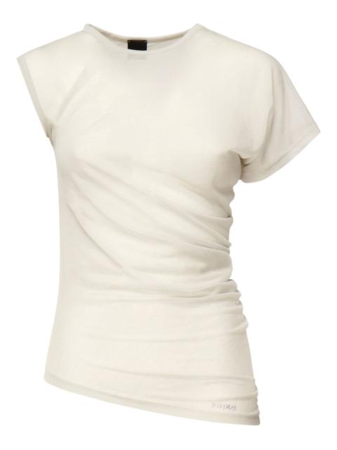 asymmetric-sleeve draped top