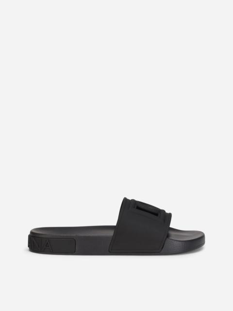 Rubber beachwear sliders with DG Millennials logo