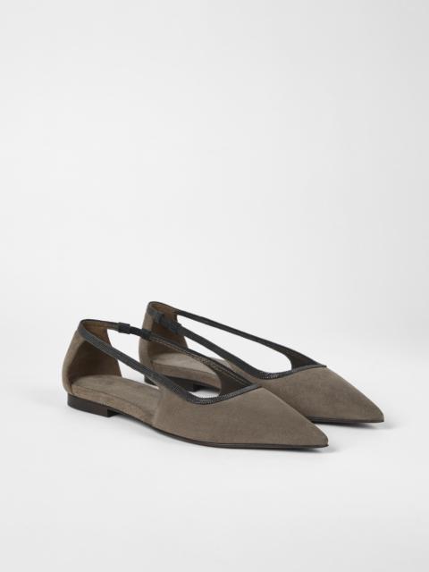 Suede flats with precious strap
