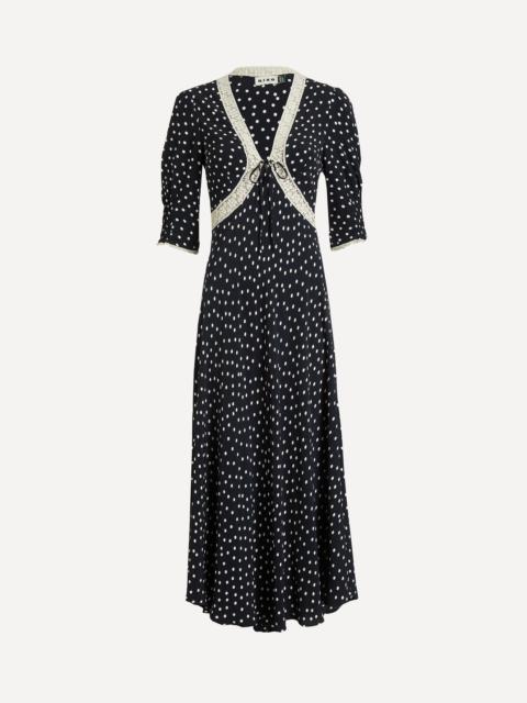 Amina Layla Dot Navy Midi Dress