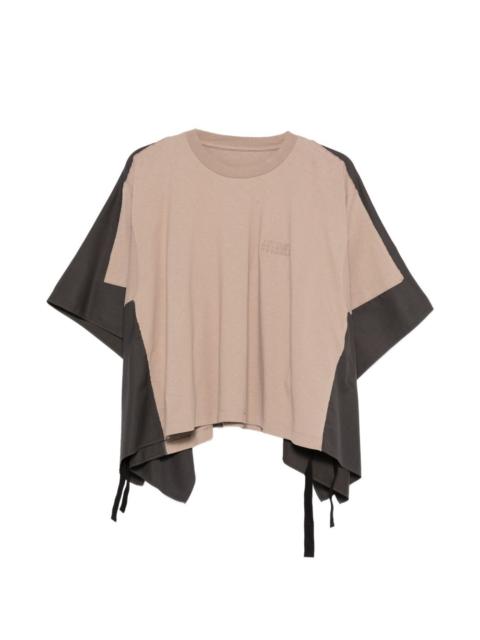 colour-block tie-detail T-shirt