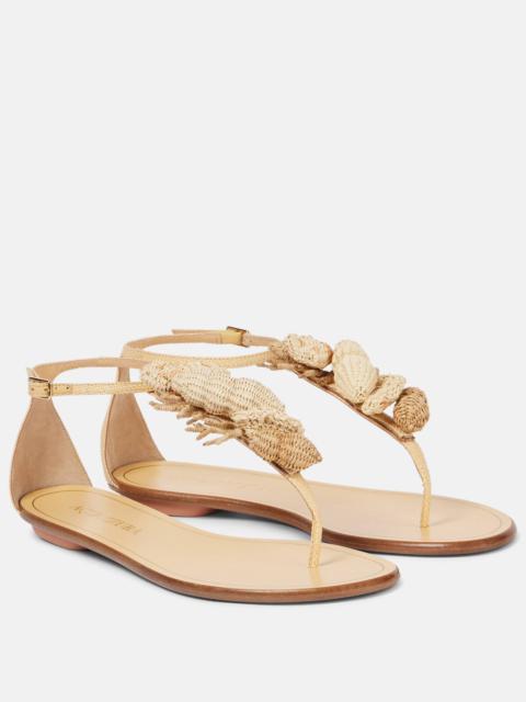 Marea raffia-trimmed leather thong sandals
