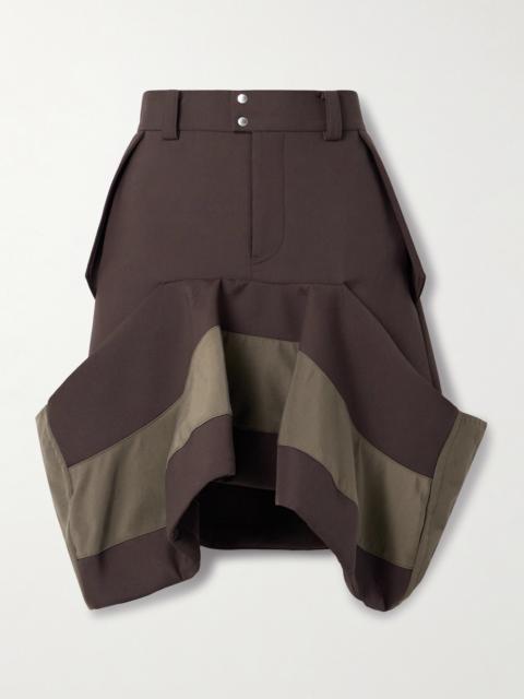 Draped Paneled Scuba And Grosgrain Skirt