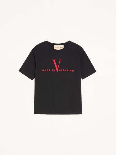 VALENTINO COTTON T-SHIRT WITH MADE IN VALENTINO PRINT