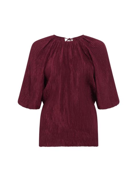 Nula Top in Bordeaux Plisse Silk