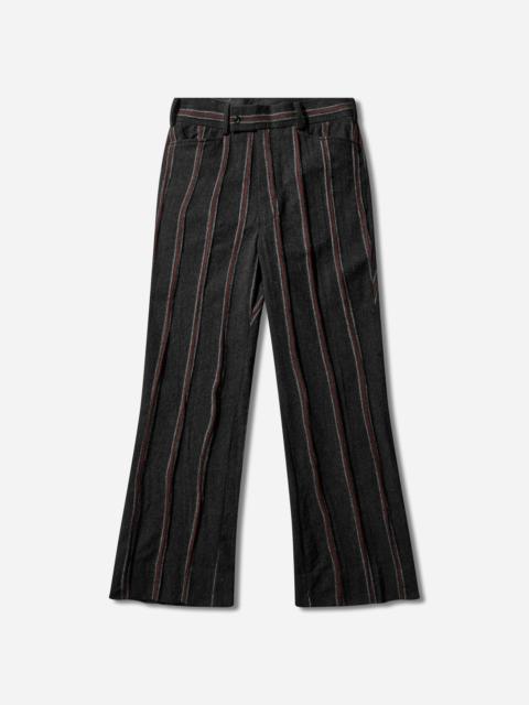Men's Striped Tweed Boot-Cut Trousers Charcoal / Red