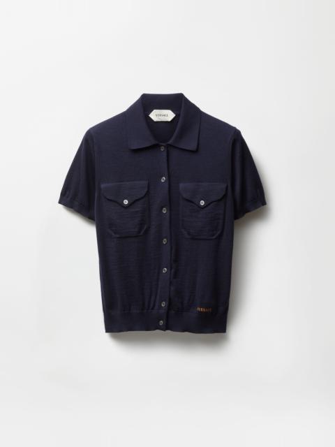 Embroidered Wool Knit Cardigan