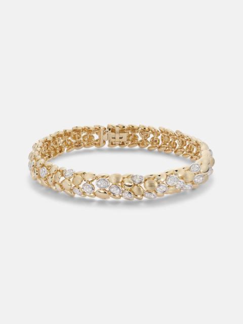 Blossom Small 14kt gold bangle with diamonds