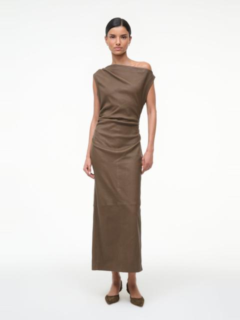 STAUD PHARE LEATHER DRESS TRUFFLE