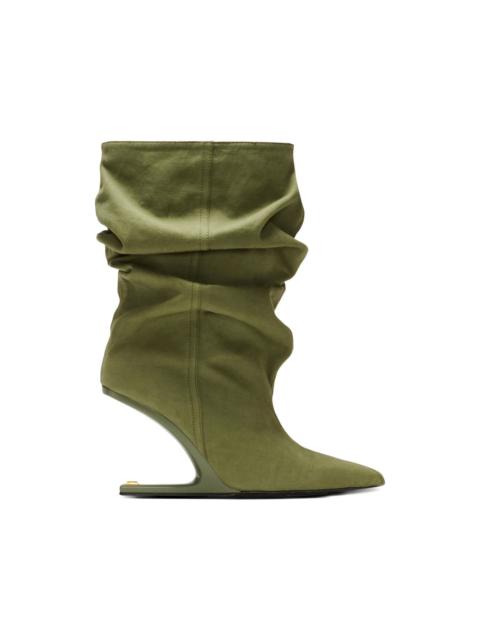 draped cotton ankle boots