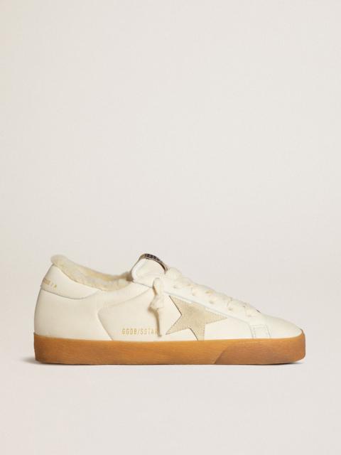 Super-Star in white nappa with suede star and shearling lining